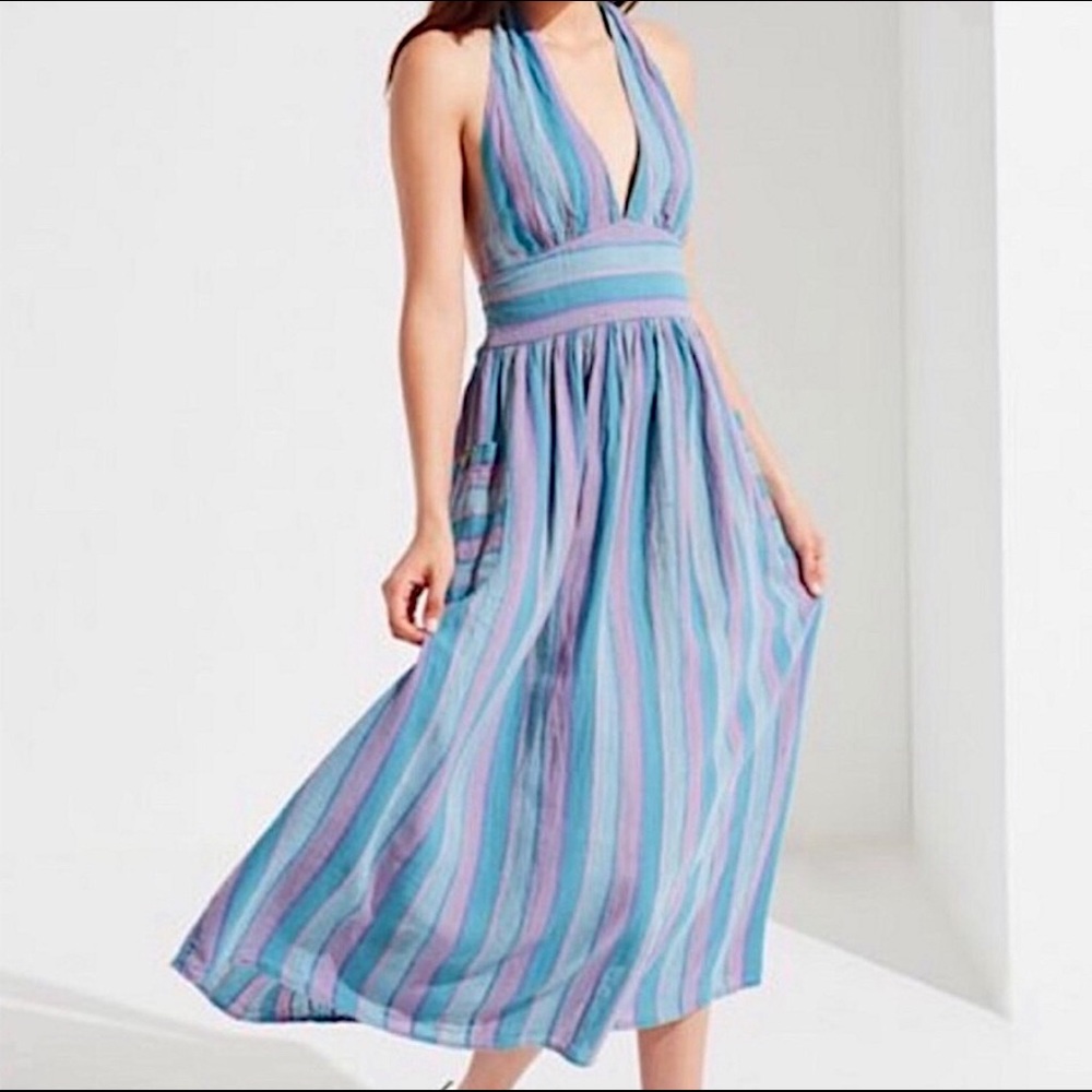 Urban Outfitters Halter Striped Midi/Maxi Dress